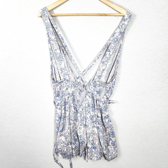 Free People Delfonic Floral Paisley Strappy Summer Romper - Picture 4 of 8